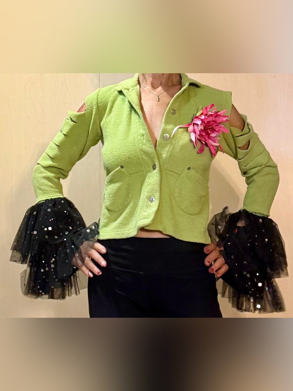 OOAK Burning Man Custom Upcycled Green Jacket Fairycore Rave Wear Pixie XS